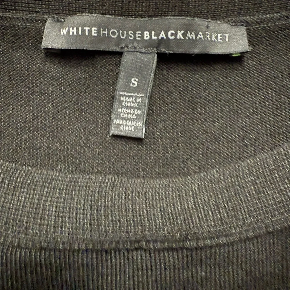 White House Black Market Sweater Top Small Black Lace Crochet Trim Layered Hem